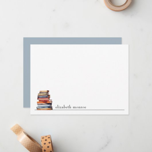 Elegante Buchliebhaber Personalisiert Mitteilungskarte (Vorderseite/Rückseite Beispiel)