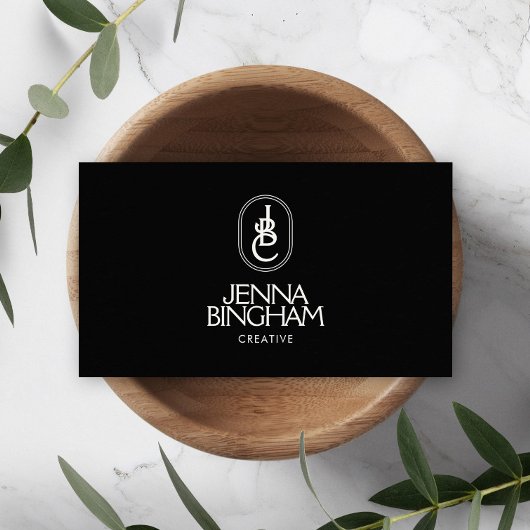 Elegante Buchstaben Monogram Logo Black/Ivory Visitenkarte