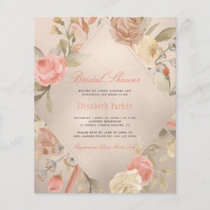 Elegante BUDGET roségoldene Babyparty-Einladung zu