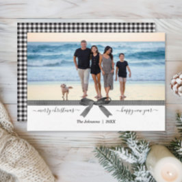 Elegante Buffalo Kariert Bow Schwarz-weiße Ferienk