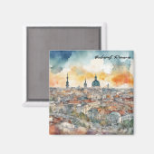 Elegante Bukarest Rumänien Wasserfarben Stadtansic Magnet (Vorderseite/Rückseite)