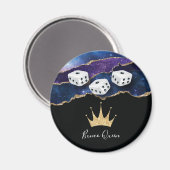 Elegante Bunco Dice Queen Glitzer Gold Crown Magnet (Vorderseite/Rückseite)