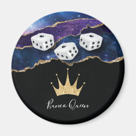 Elegante Bunco Dice Queen Glitzer Gold Crown Magnet