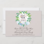 Elegante Bunny Floral Wreath Brunch & Egg Hunt Einladung (Vorderseite)
