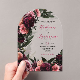 Elegante bunte Blumen wölben Hochzeit Acryleinladungen