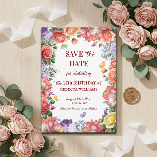 Elegante bunte florale 27. Geburtstagsfeier Save The Date