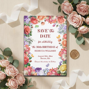 Elegante bunte florale 36. Geburtstagsfeier Save The Date