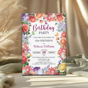 Elegante bunte florale 41. Geburtstagsfeier Einladung