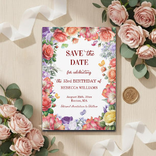 Elegante bunte florale 53. Geburtstagsfeier Save The Date