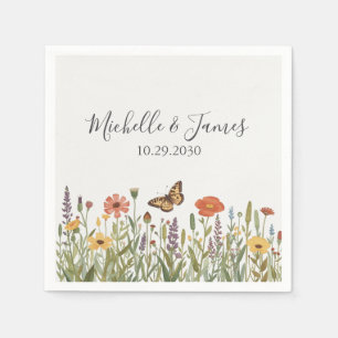 Elegante Bunte Florale Boho-Wildblumen-Hochzeit Serviette
