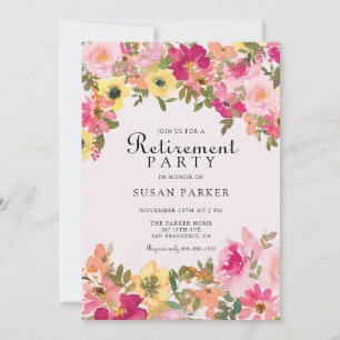 Elegante bunte florale Ruhestandsfeier  Einladung