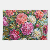 Elegante bunte gemalte Pfingstrosenblumen Geschirrtuch (Horizontal)