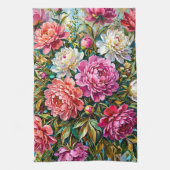 Elegante bunte gemalte Pfingstrosenblumen Geschirrtuch (Vertikal)