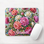 Elegante bunte gemalte Pfingstrosenblumen Mousepad (Mit Mouse)