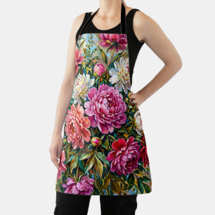 Elegante bunte gemalte Pfingstrosenblumen Schürze