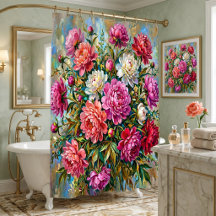 Elegante bunte gemalte Pfingstrosenblüten