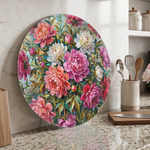 Elegante bunte gemalte Pfingstrosenblüten Schneidebrett