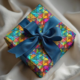 Elegante Bunte Geometrische Glasmalerei Geschenkpapier