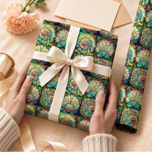 Elegante bunte Glas-Muschelschalen Geschenkpapier