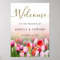 Elegante bunte Tulpen-Blumen Hochzeit Willkommen