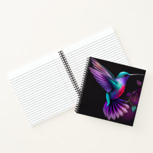 Elegante bunte Türkis-Violett-Kolibri-Kunst Notizblock
