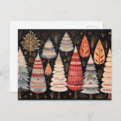 Elegante bunte Weihnachtsbäume Nordic Stil Postkarte (Vorne/Hinten)