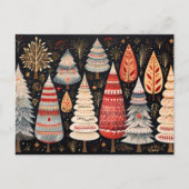 Elegante bunte Weihnachtsbäume Nordic Stil Postkarte (Vorderseite)