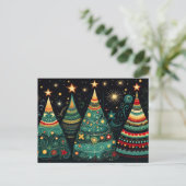 Elegante bunte Weihnachtsbäume  Postkarte (Stehend Vorderseite)