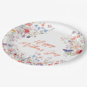 Elegante bunte Wildblumen Frohen Muttertag Pappteller (Schrägansicht)
