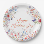 Elegante bunte Wildblumen Frohen Muttertag Pappteller (Vorderseite)