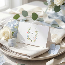 Elegante bunte Wildblumen-Hochzeit Platzkarte