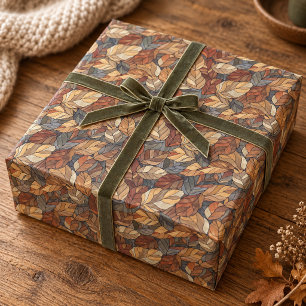 Elegante Buntglas-Herbstblätter - Rustikaler Herbs Geschenkpapier
