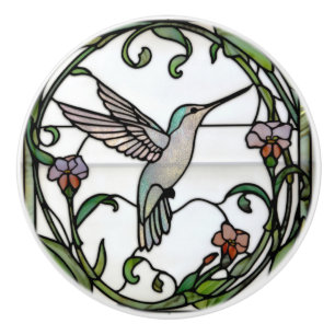 Elegante Buntglas Kunst Nouveau Kolibri Keramikknauf