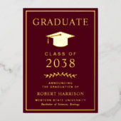 Elegante Burgund Abschluss Ankündigung (Vorderseite)