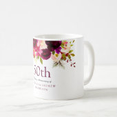 Elegante Burgund-Blume 50. Hochzeitstag Kaffeetasse (VorderseiteRechts)