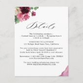 Elegante Burgund Blush Pink Hochzeitdetails Begleitkarte (Vorderseite)