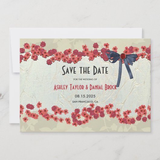 Elegante Burgund Country Floral Rustikale Hochzeit Save The Date (Vorderseite)