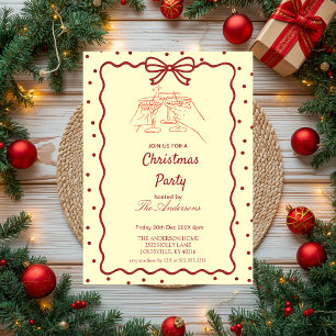 Elegante Burgund & Creme Weihnachtsfeier-Einladung Feiertagskarte