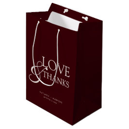 Elegante Burgund & Elfenbein Hochzeits-Dankeschön Mittlere Geschenktüte