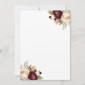 Elegante Burgund Elfenbeinküste Rustikale Blumenho Einladung (Rückseite)