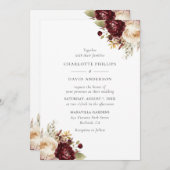 Elegante Burgund Elfenbeinküste Rustikale Blumenho Einladung (Vorne/Hinten)