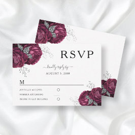 Elegante Burgund Floral Elegante Hochzeit RSVP Karte
