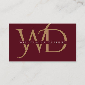 Elegante Burgund Gold Monogram Luxury Typografie Visitenkarte