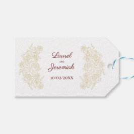 Elegante Burgund & Golden Rose - Geschenkmarke Geschenkanhänger