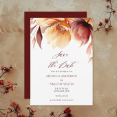 Elegante Burgund Herbst Wasserfarben Save The Date