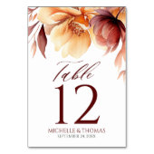 Elegante Burgund Herbst Wasserfarben Tischnummer (Vorderseite)