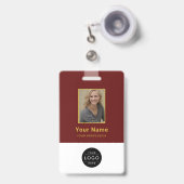Elegante Burgund QR-Code Universitäts-ID Barcode Ausweis (Vorderseite mit Ausziehbar)