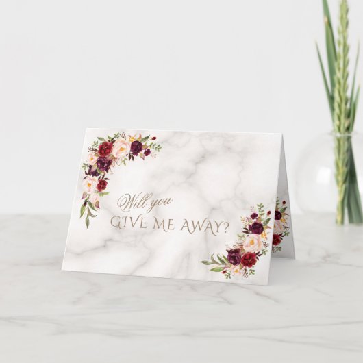 Elegante Burgund Rosa Blume Hochzeit Einladung (Vorderseite)