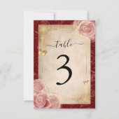 Elegante Burgund Rosa Rose Gold Tischnummer Cards (Vorderseite)