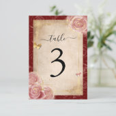 Elegante Burgund Rosa Rose Gold Tischnummer Cards (Stehend Vorderseite)
